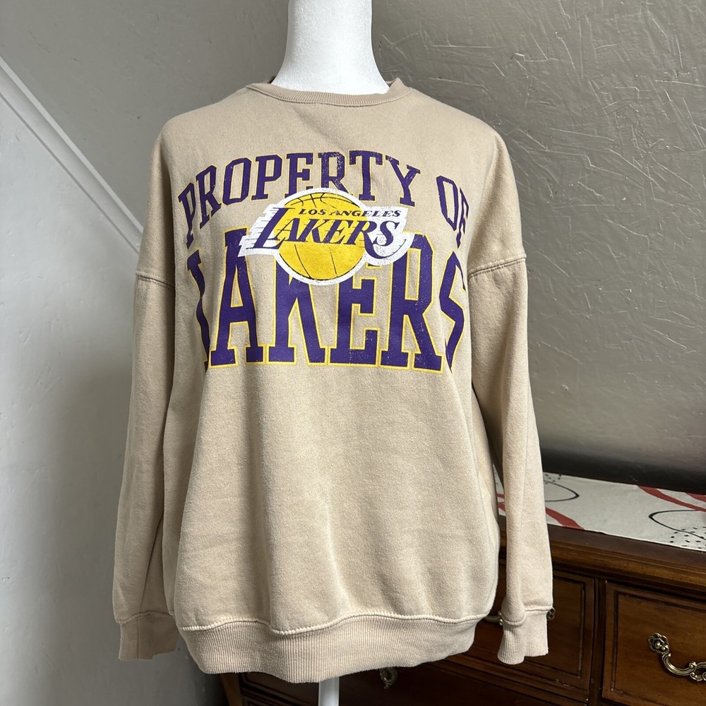 Ultra Game Los Angeles Lakers Sweatshirt Size XS Tan NBA Crew Lightweight NBA